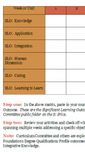 planning matrix using significant learning outcomes