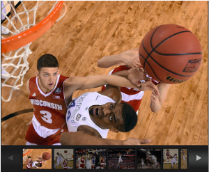 Image of Wisconsin beating Kentucky in bball for 2015 Final Four