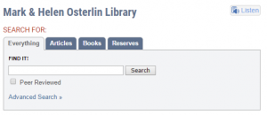 Image of the Library Database Search box.