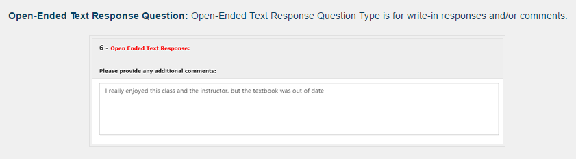 Open-Ended Text Response Question
