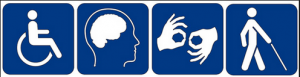 Major categories of disability types are Motor, Cognitive, Hearing, & Visual.