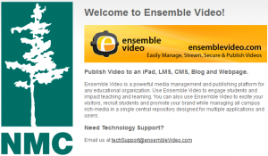 Snapshot of the Ensemble video system Welcome page.