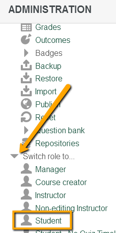 Switching Roles/Log in as in Moodle | teaching@NMC