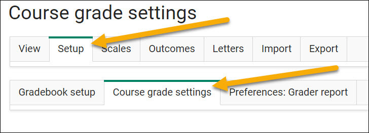 Changing Course grade settings