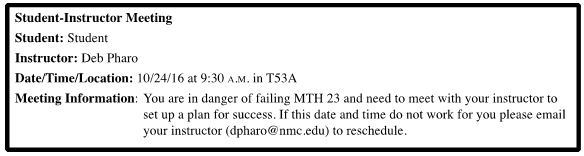 Student Appointment Notice Form