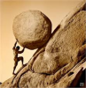 Moving a Mountain Man rolling a rock up a hill
