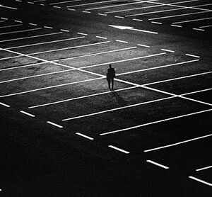 Person walking at night
