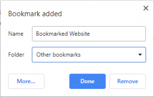 google add bookmark short menu