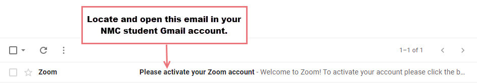 Locate the Zoom email.