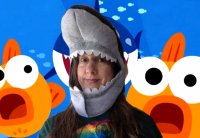 Cathy in a Shark Costume