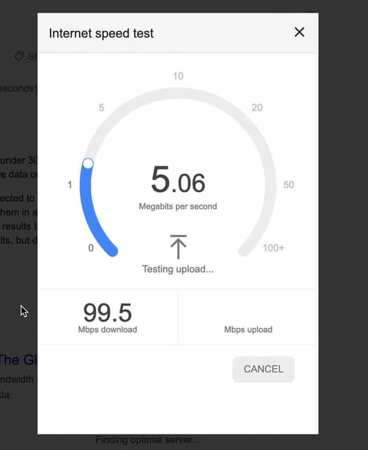speed test in process 