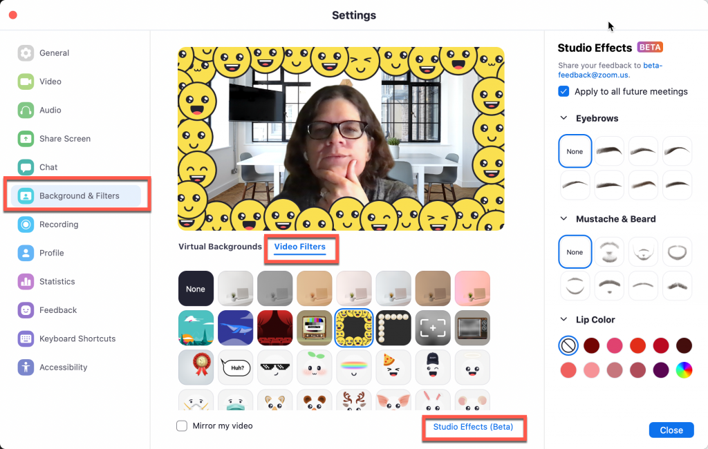 How to turn on and use Zoom video filters