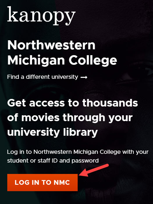 Kanopy NMC login page