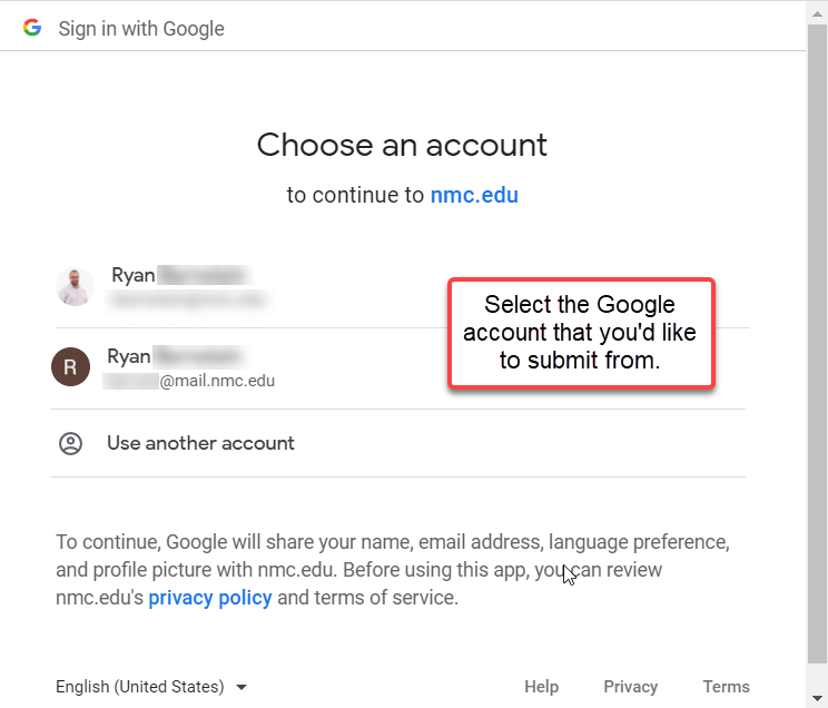 Select the Google Account