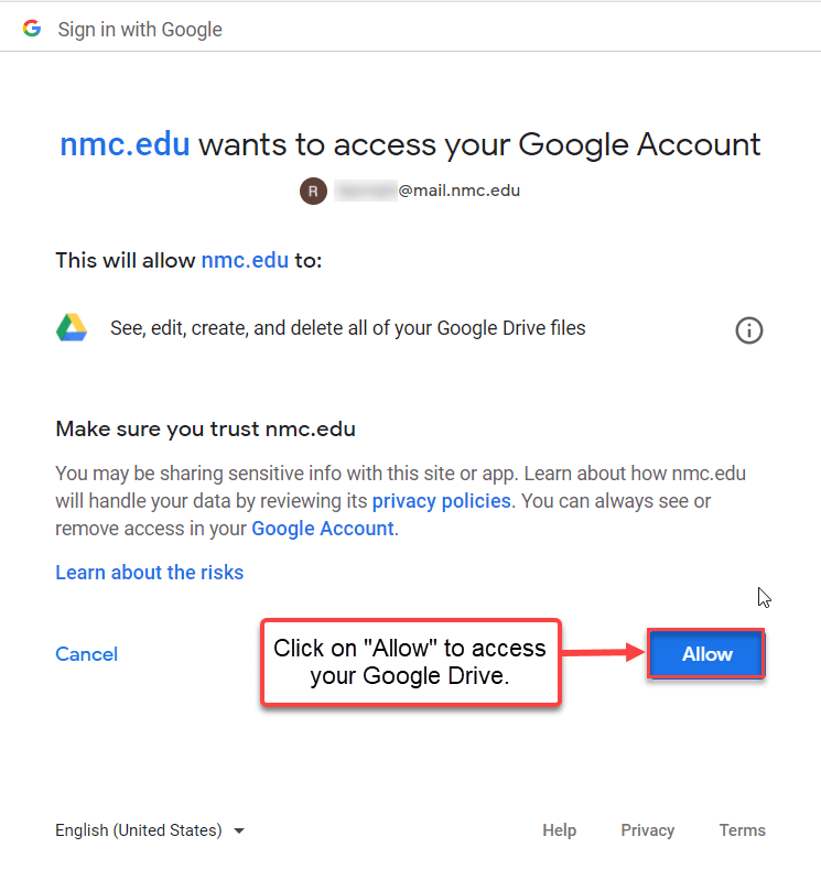 Allow Moodle to access your Google Drive