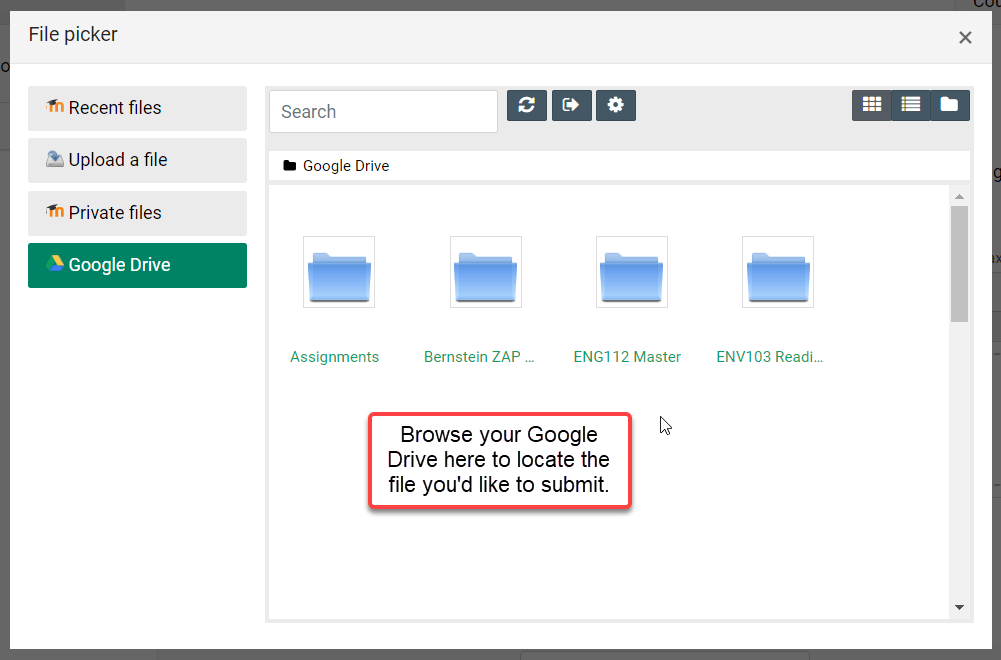 Browse your Google Drive