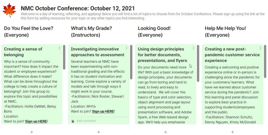 Screenshot of padlet sign-up form