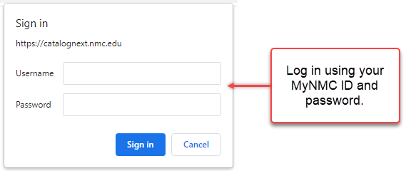Sign in using your NMC ID and password.
