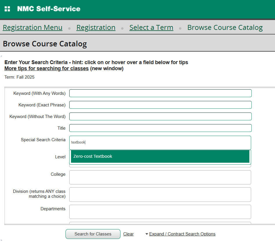 Applying ZCT search filter