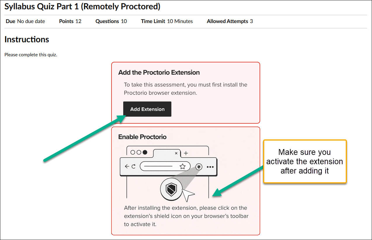 Add the Proctorio Extension