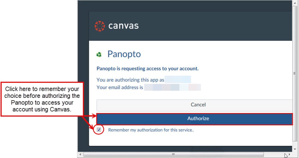 Authorize your Panopto account.