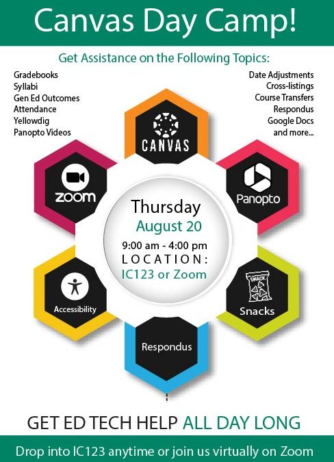 Canvas Day Camp is Coming! Thursday, August 20 from 9-4 (and on Zoom)